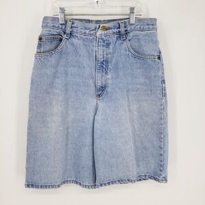 Vintage 90s Light Wash Denim Dad Mom Jean Shorts 9" High Waist Womens Size 10